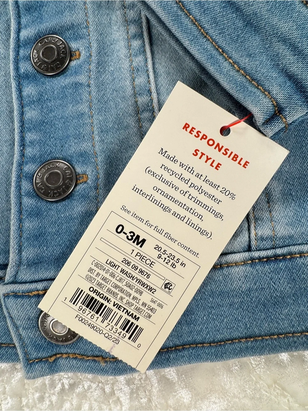 NWT Cat & Jack 0-3 month Light Blue Denim Jacket